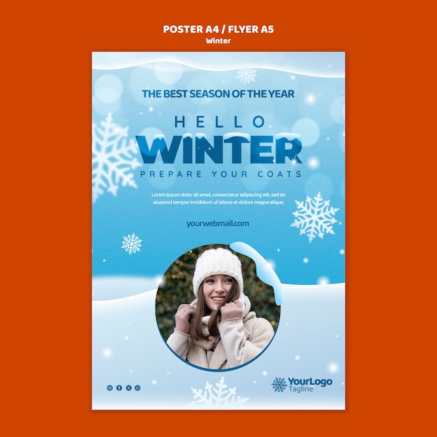 PSD gratuit modèle d'affiche de la saison d'hiver