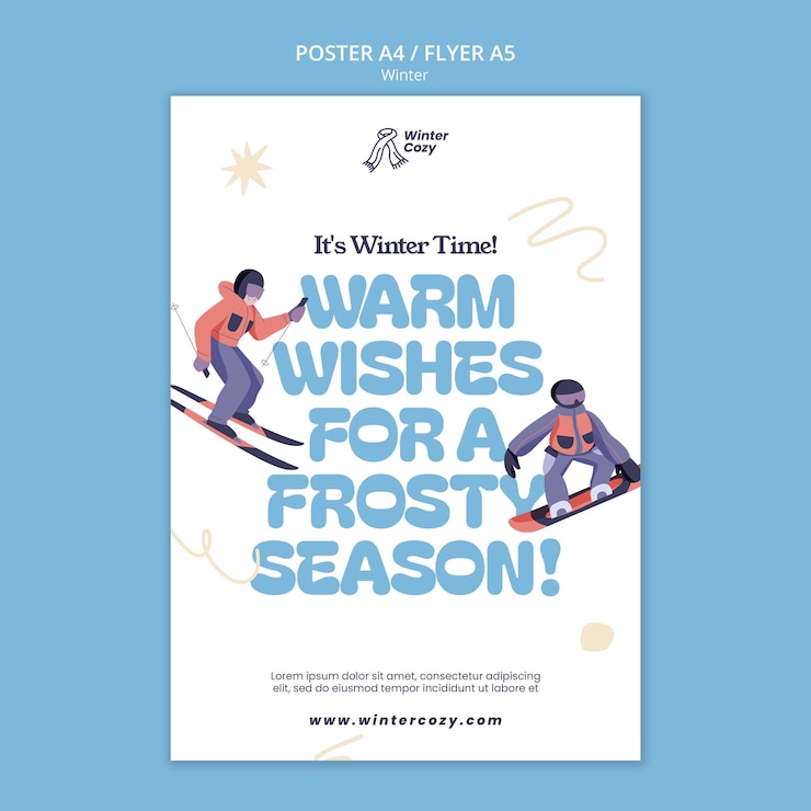 PSD gratuit modèle d'affiche de la saison d'hiver