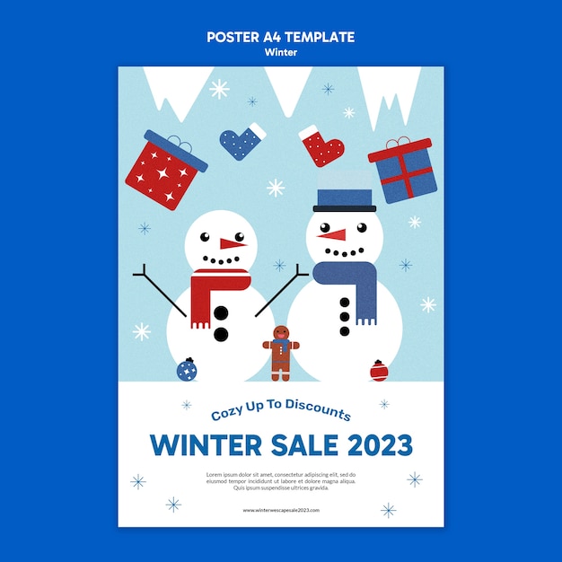 PSD gratuit modèle d'affiche de la saison hivernale