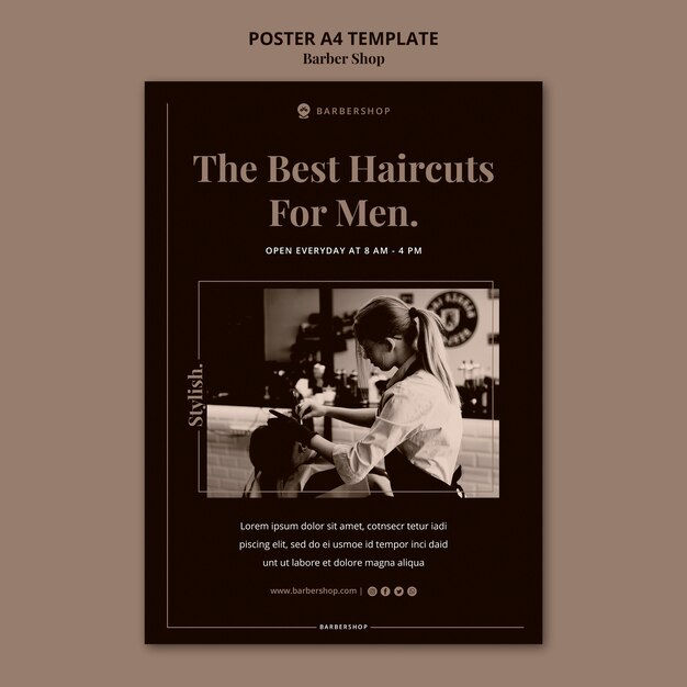 Modèle d'affiche de salon de coiffure a4