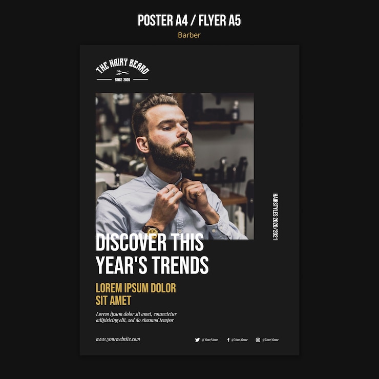 PSD gratuit modèle d'affiche de salon de coiffure