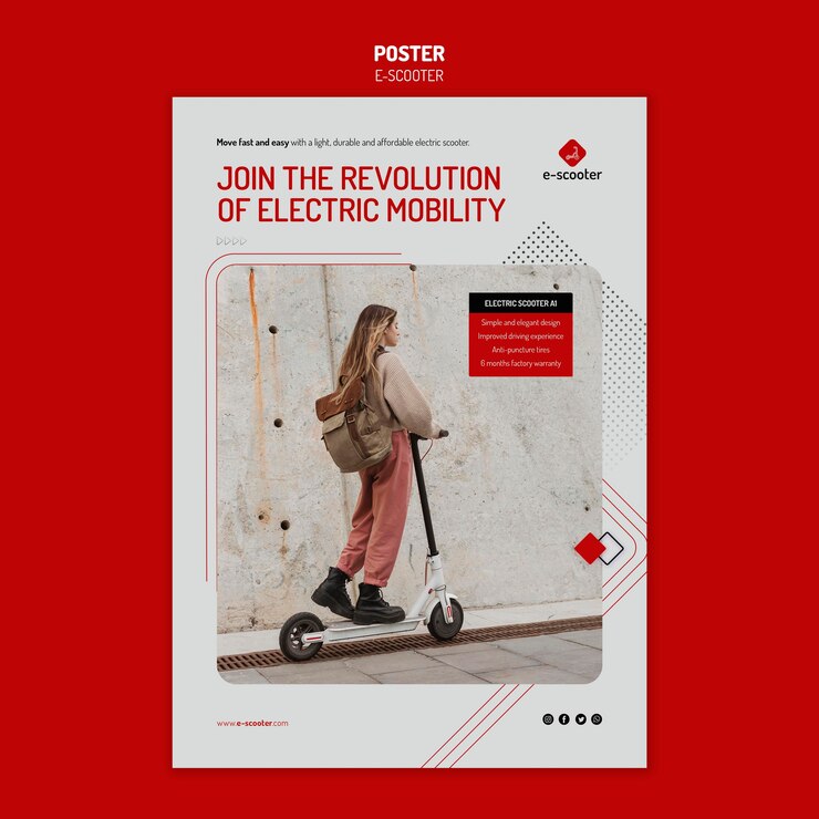 PSD gratuit modèle d'affiche de scooter e