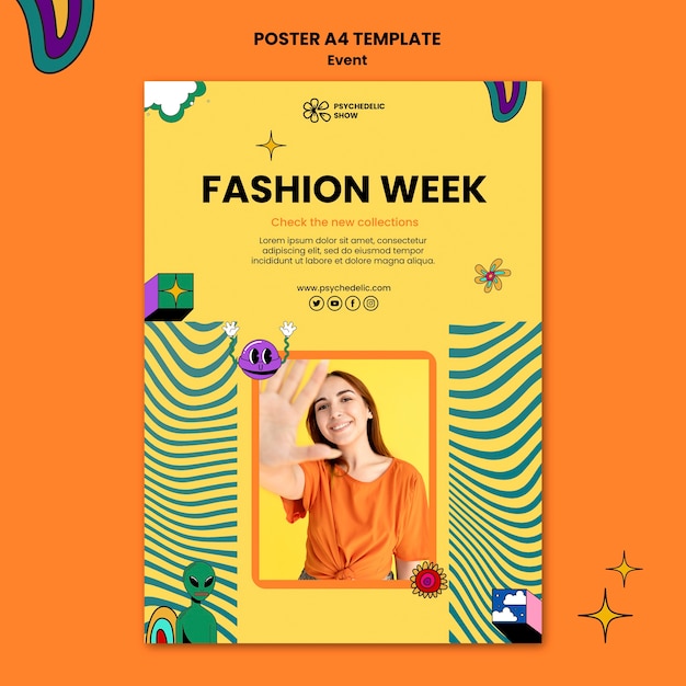 PSD gratuit modèle d'affiche de la semaine de la mode