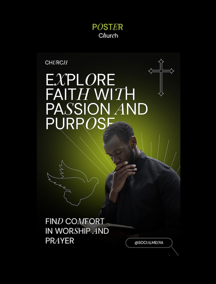 PSD gratuit modèle d'affiche de service de l'église