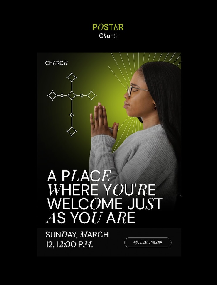 PSD gratuit modèle d'affiche de service de l'église