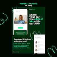 PSD gratuit modèle d'affiche de service de partage de voitures