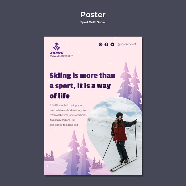 Modèle d'affiche de ski d'hiver