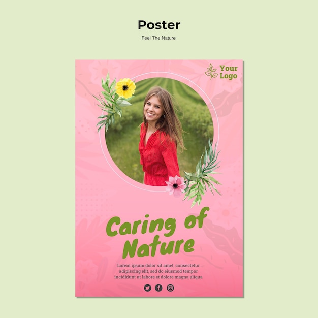 PSD gratuit modèle d'affiche de soin de la nature