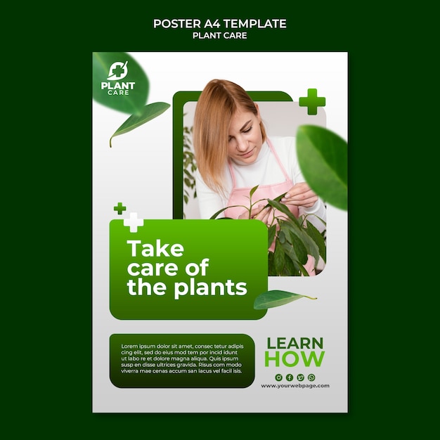 PSD gratuit modèle d'affiche de soins des plantes