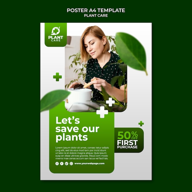 PSD gratuit modèle d'affiche de soins des plantes