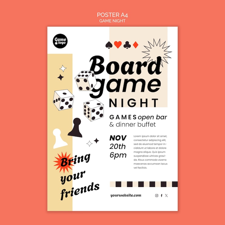 PSD gratuit modèle d'affiche de la soirée de jeu