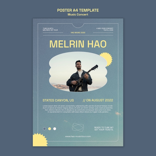 PSD gratuit modèle d'affiche de spectacle de musique dégradé