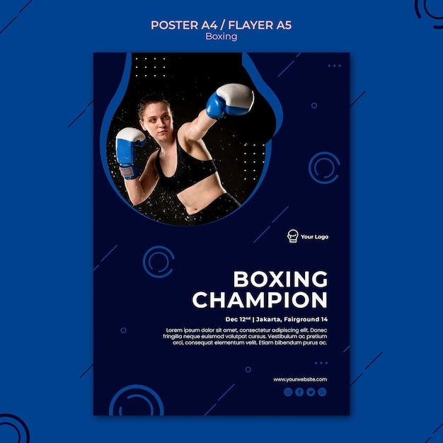 PSD gratuit modèle d'affiche de sport de champion de boxe