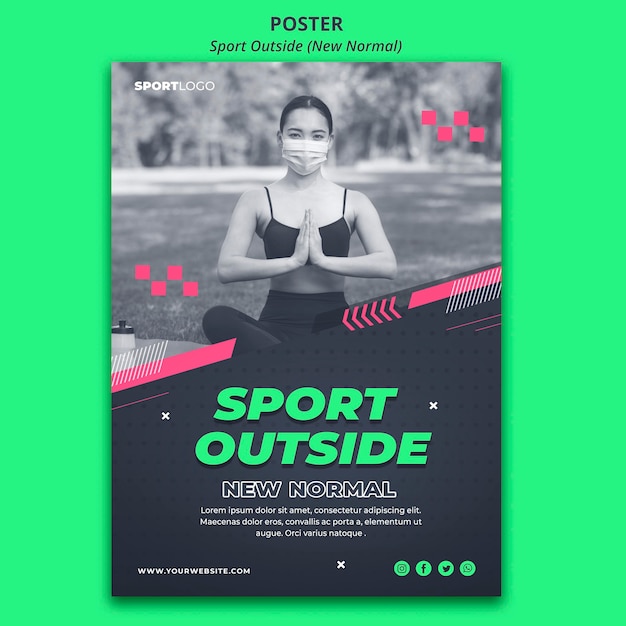 PSD gratuit modèle d'affiche de sport extérieur concept