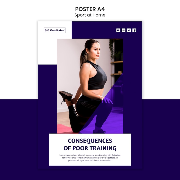 PSD gratuit modèle d'affiche de sport à la maison