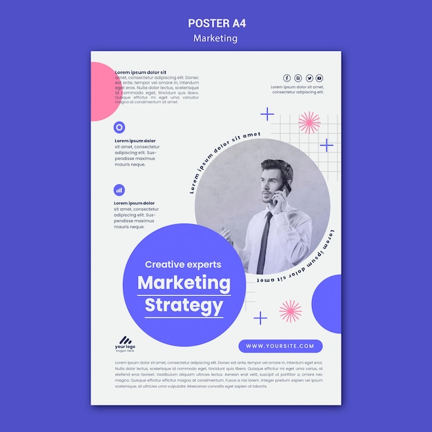 Modèle d'affiche de stratégie marketing