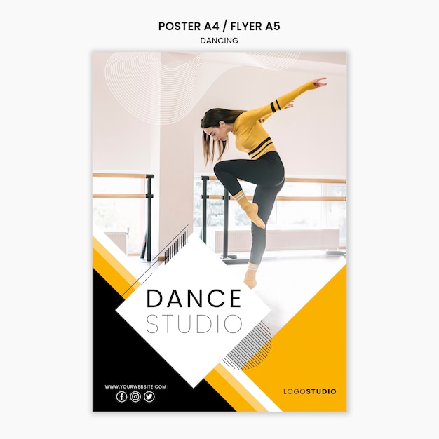 PSD gratuit modèle d'affiche avec studio de danse