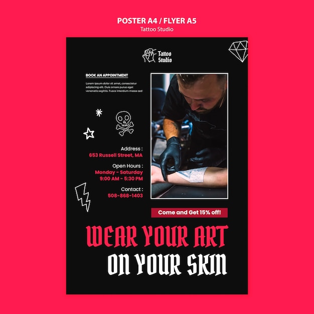 PSD gratuit modèle d'affiche de studio de tatouage