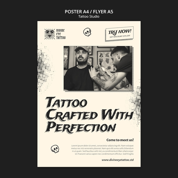 PSD gratuit modèle d'affiche de studio de tatouage