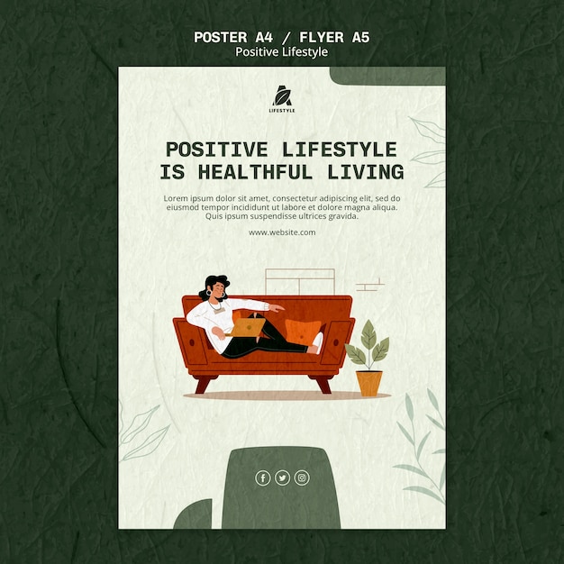 PSD gratuit modèle d'affiche de style de vie positif