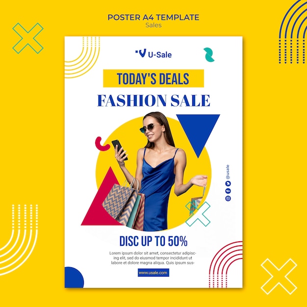 PSD gratuit modèle d'affiche de super vente de mode