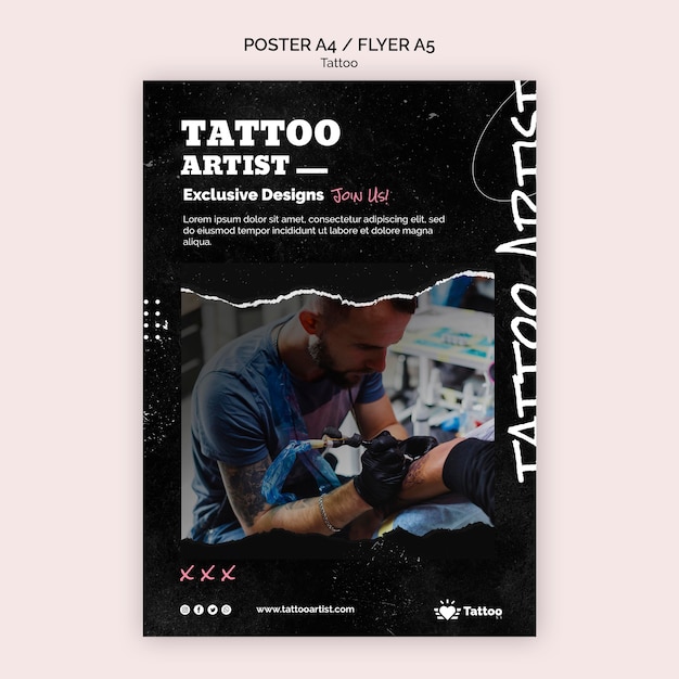 PSD gratuit modèle d'affiche de tatoueur