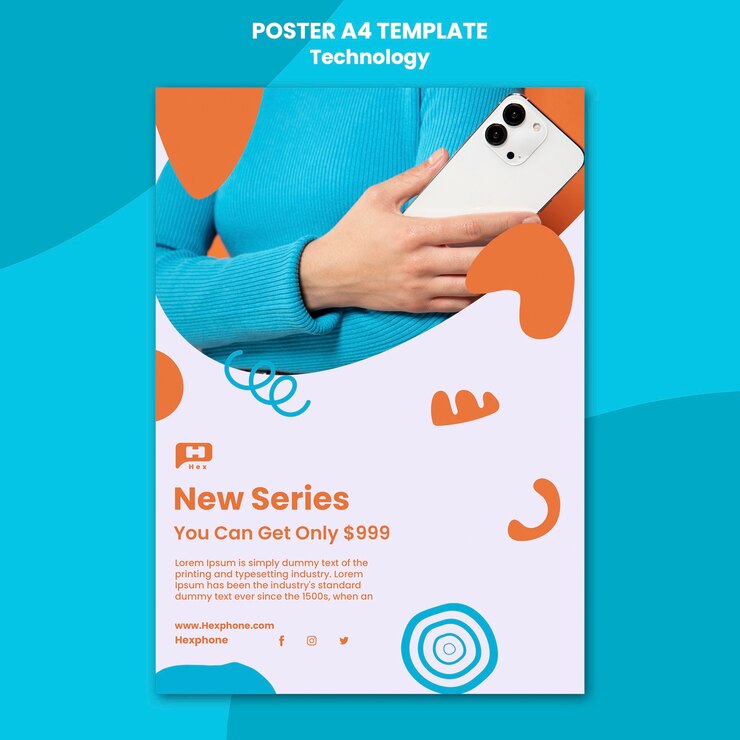 PSD gratuit modèle d'affiche de technologie de conception plate