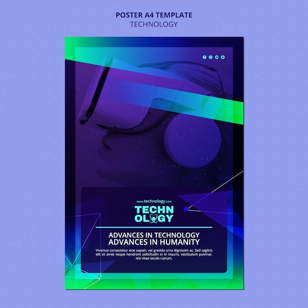 PSD gratuit modèle d'affiche de technologie de dégradé