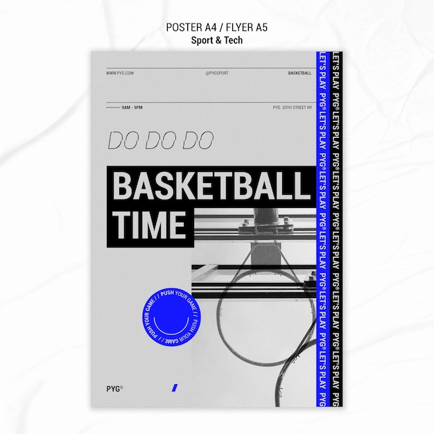 PSD gratuit modèle d'affiche de temps de jeu de basket-ball