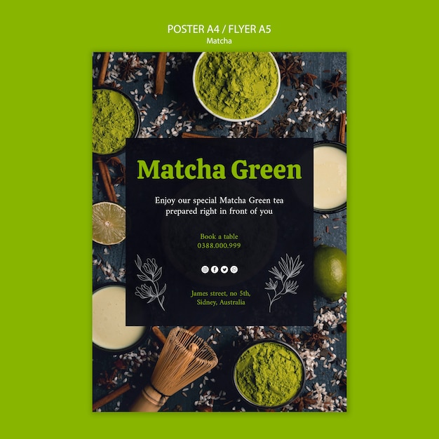 Modèle D'affiche De Thé Vert Matcha