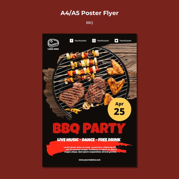 PSD gratuit modèle d'affiche avec thème barbecue