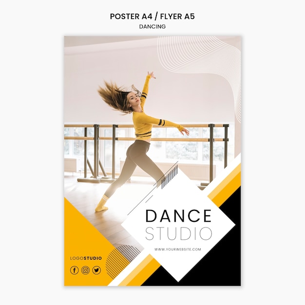 PSD gratuit modèle d'affiche avec thème de studio de danse