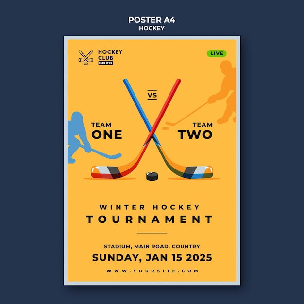 PSD gratuit modèle d'affiche de tournoi de hockey