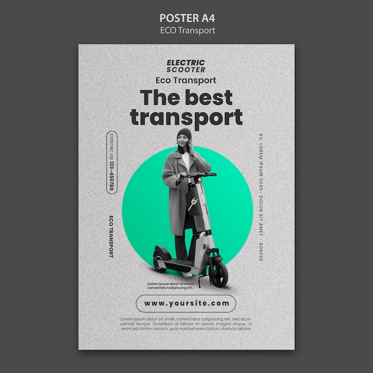 PSD gratuit modèle d'affiche de transport écologique