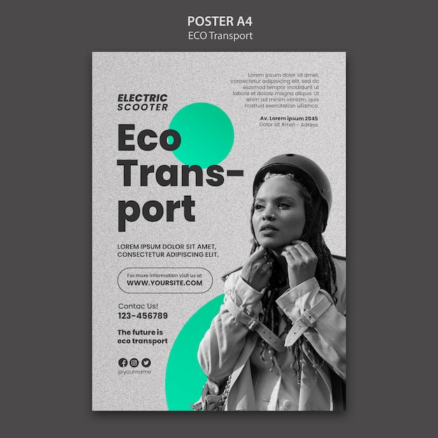 PSD gratuit modèle d'affiche de transport écologique