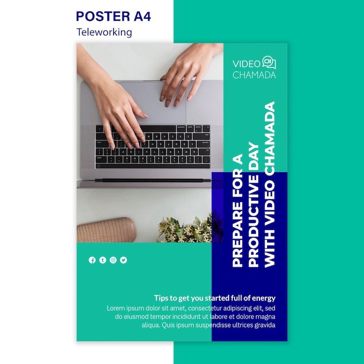 PSD gratuit modèle d'affiche de travail à distance