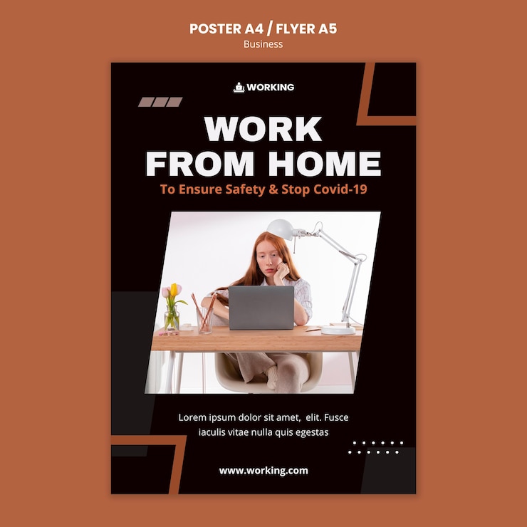 PSD gratuit modèle d'affiche de travail à domicile