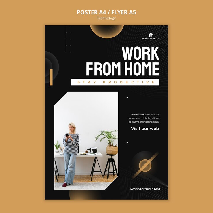PSD gratuit modèle d'affiche de travail à domicile
