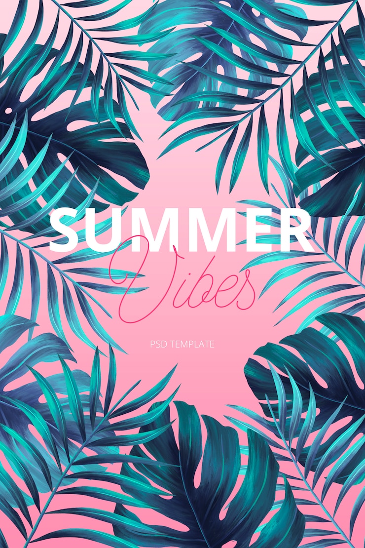 PSD gratuit modèle d&#39;affiche tropical tropical avec des feuilles d&#39;aquarelle