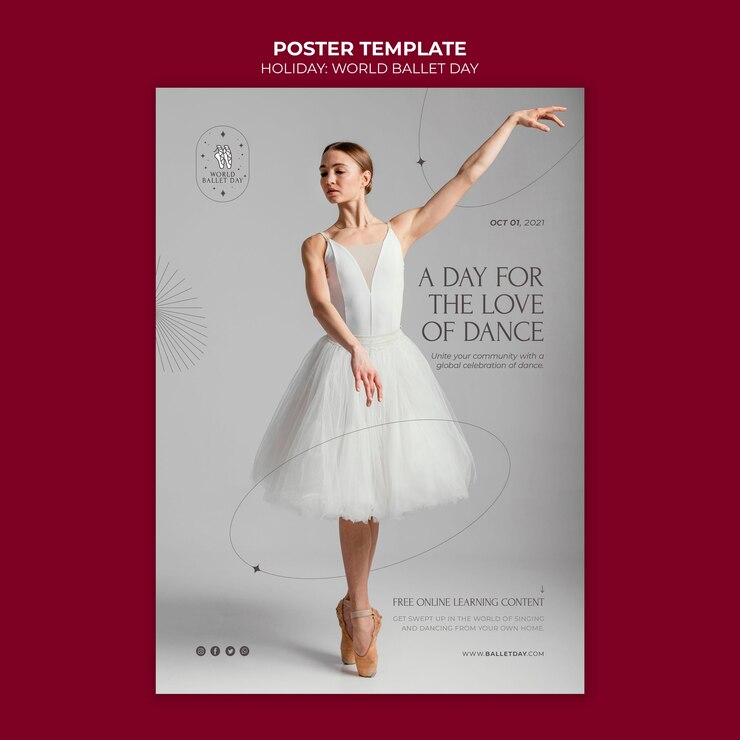 PSD gratuit modèle d'affiche de vacances de ballet