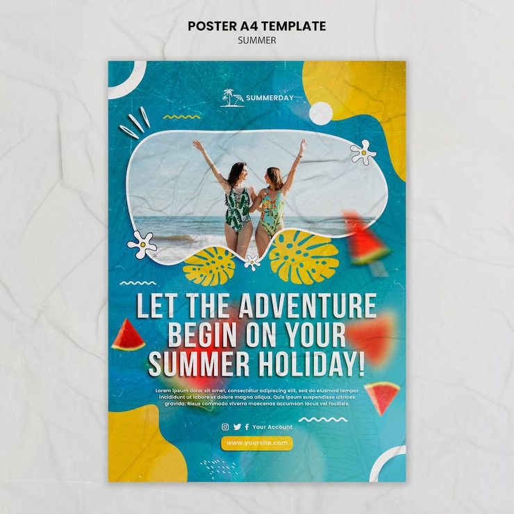 PSD gratuit modèle d'affiche de vacances d'été
