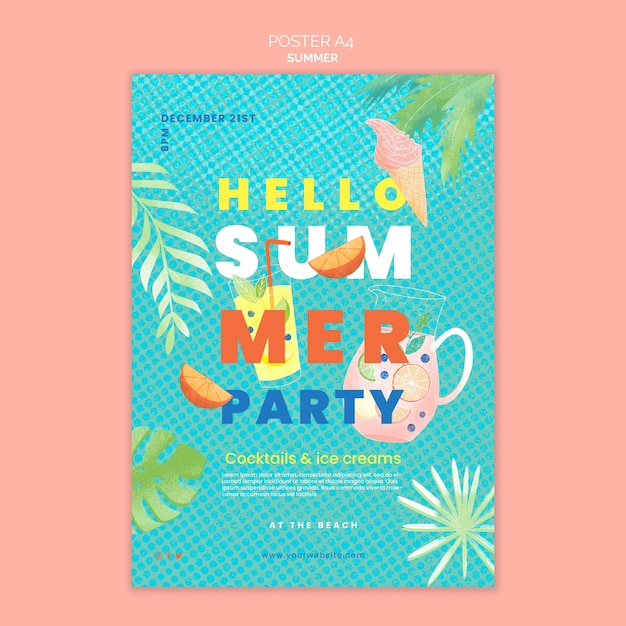 PSD gratuit modèle d'affiche de vacances d'été