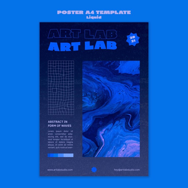 PSD gratuit modèle d'affiche de vague d'art