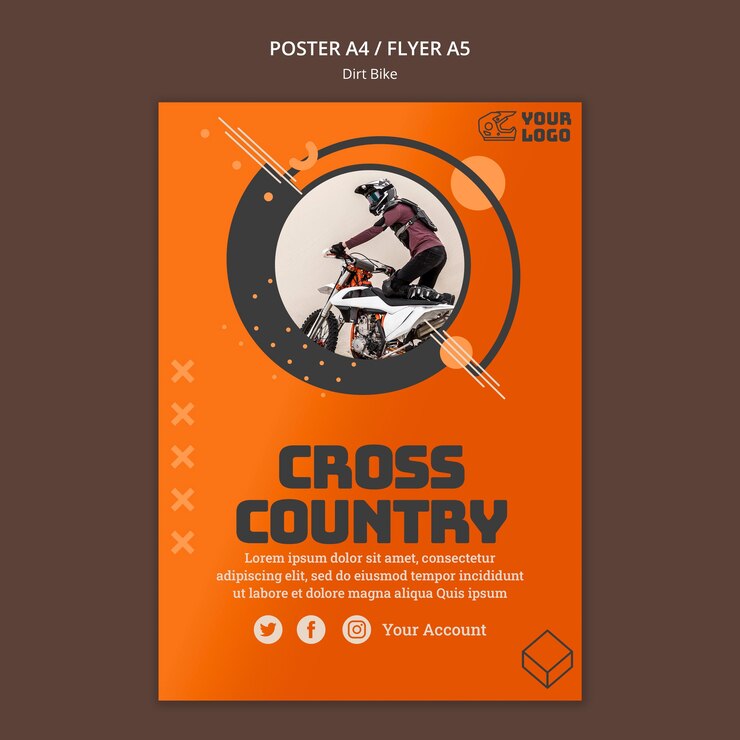 PSD gratuit modèle d'affiche de vélo de saleté