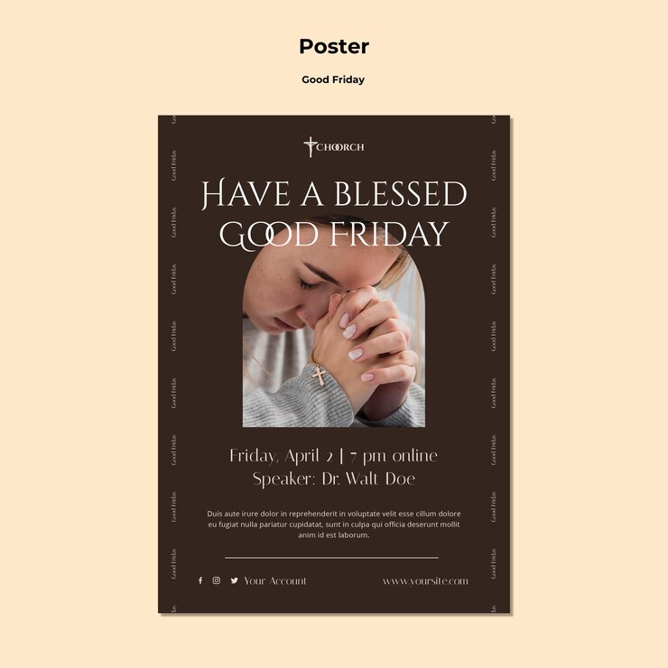 PSD gratuit modèle d'affiche de vendredi saint