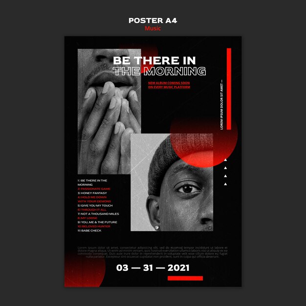 Modèle d'affiche de vente de billets de musique