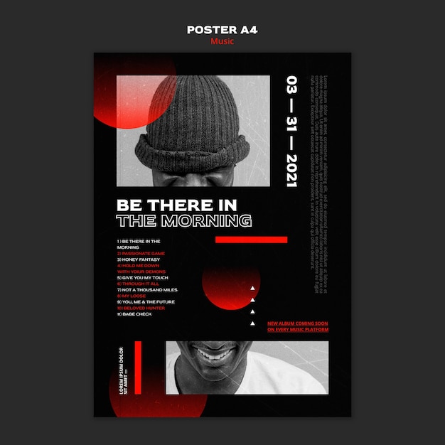 Modèle d'affiche de vente de billets de musique
