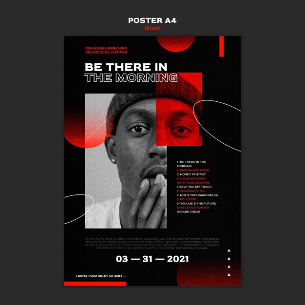 Modèle d'affiche de vente de billets de musique