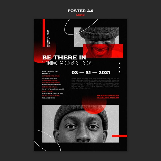 Modèle d'affiche de vente de billets de musique