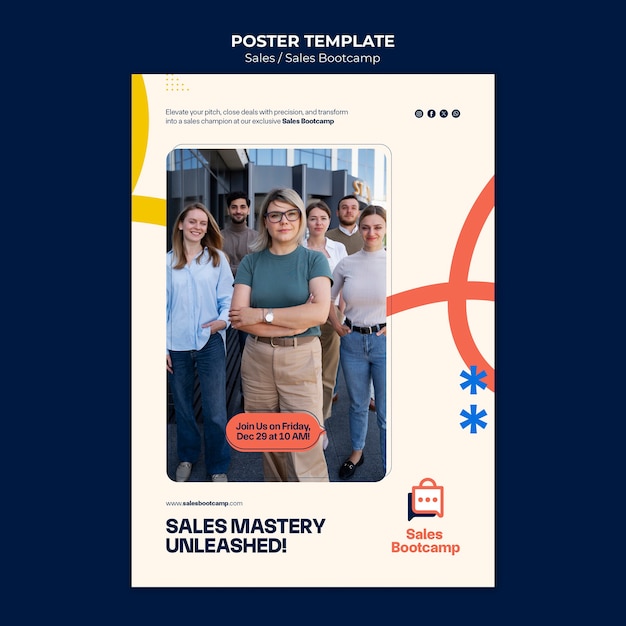 Modèle d'affiche de vente à la conception plate
